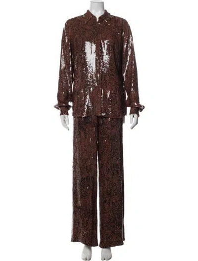 Pre-owned Dries Van Noten Printed Pant Set W/ Tags In Brown