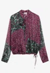 Dries Van Noten Printed Patchwork Draped Blouse In Multicolor