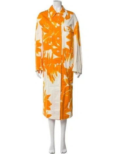 Pre-owned Dries Van Noten Printed Peacoat In Orange
