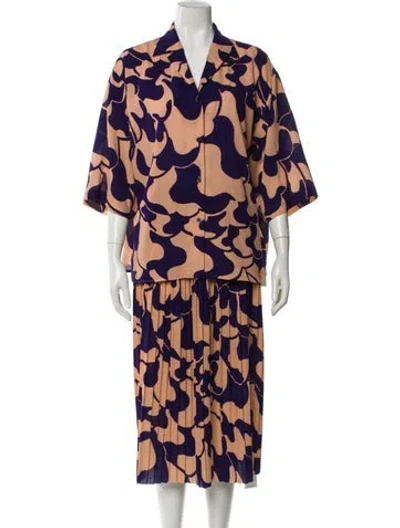 Pre-owned Dries Van Noten Printed Pleated Accents Skirt Set In Multi