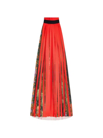 Dries Van Noten Printed Pleated Dress In Brown