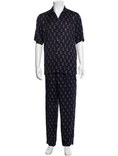 Pre-owned Dries Van Noten Printed Robe In Blue