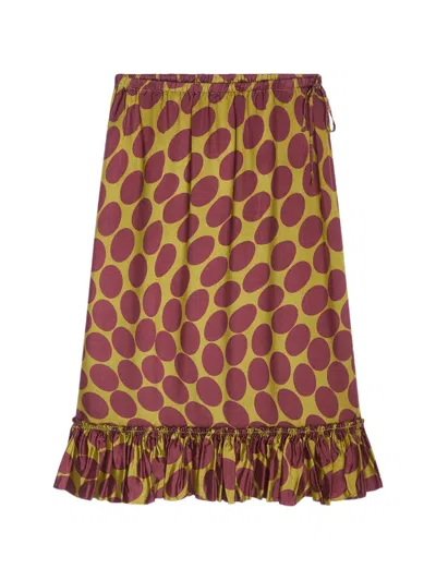 Dries Van Noten Printed Ruffled Skirt In Brown