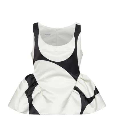 Dries Van Noten Printed Ruffled Top In White