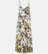 DRIES VAN NOTEN PRINTED SATIN MAXI DRESS