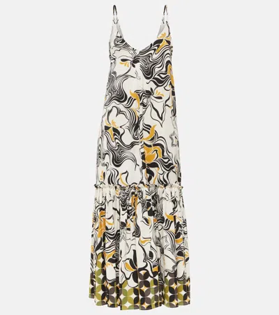 Dries Van Noten Printed Satin Maxi Dress In Multicolor