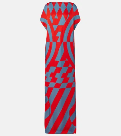 Dries Van Noten Printed Satin Maxi Dress In Multi
