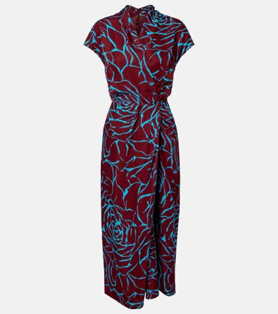 Dries Van Noten Printed Satin Midi Dress In Multi