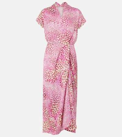 Dries Van Noten Printed Satin Midi Dress In Pink