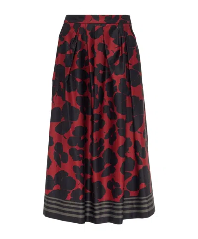 Dries Van Noten Printed Satin Midi Skirt In Black