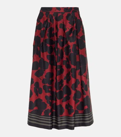 Dries Van Noten Printed Satin Midi Skirt In Multicoloured