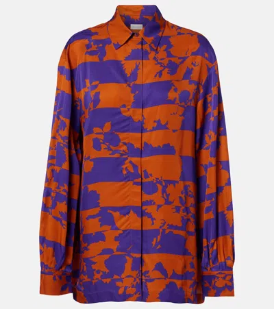 Dries Van Noten Printed Satin Shirt In Multi
