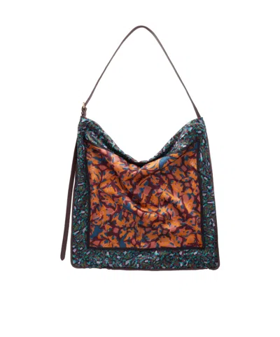 Dries Van Noten Printed Satin Shoulder Bag In Brown