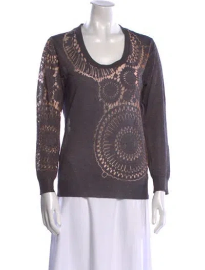 Pre-owned Dries Van Noten Printed Scoop Neck Sweater In Blue