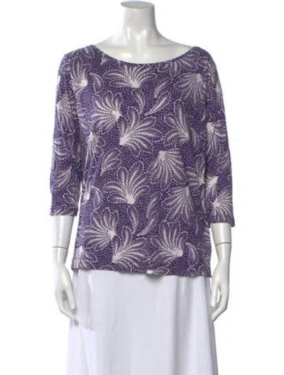 Pre-owned Dries Van Noten Printed Scoop Neck Top In Purple