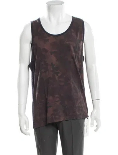 Pre-owned Dries Van Noten Printed Scoop Neck T-shirt In Blue