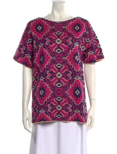 Pre-owned Dries Van Noten Printed Scoop Neck T-shirt In Pink