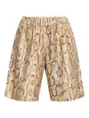 Dries Van Noten Animal Print Sequin Embellished Knee-length Shorts In Beige