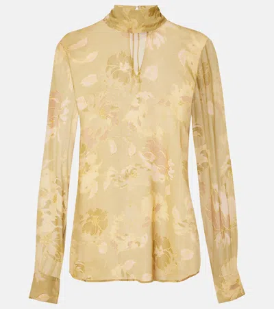Dries Van Noten Printed Sheer Top In Beige