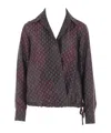 Dries Van Noten 01160-cedal 2127 Argyle Tie Motif Printed Silk Habotai Shirt Shirts Bordeaux In Black