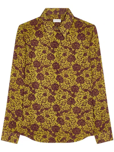 Dries Van Noten Printed Shirt In Brown