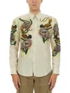 Dries Van Noten Floral Embroidered Slim Fit Long Sleeve Shirt In Neutral