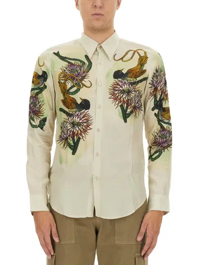 Dries Van Noten Printed Shirt In Powder