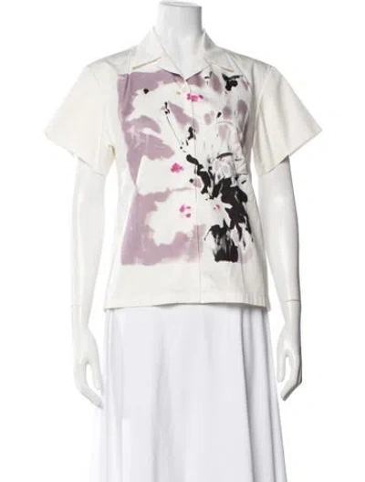 Pre-owned Dries Van Noten Printed Short Sleeve Blouse In Grey