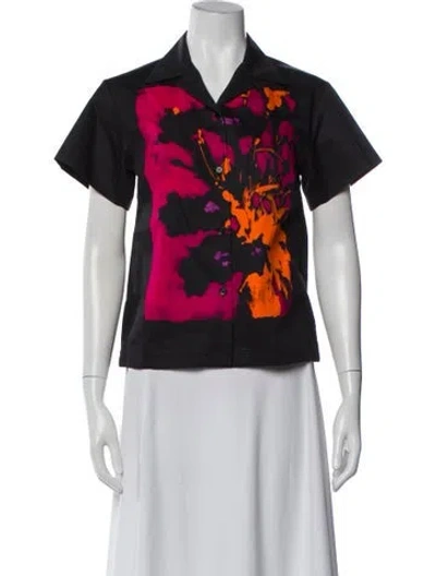Pre-owned Dries Van Noten Printed Short Sleeve Button-up Top In Multi
