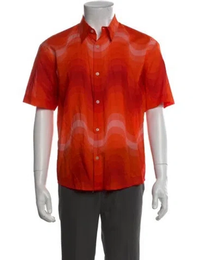 Pre-owned Dries Van Noten Printed Short Sleeve Shirt In Orange