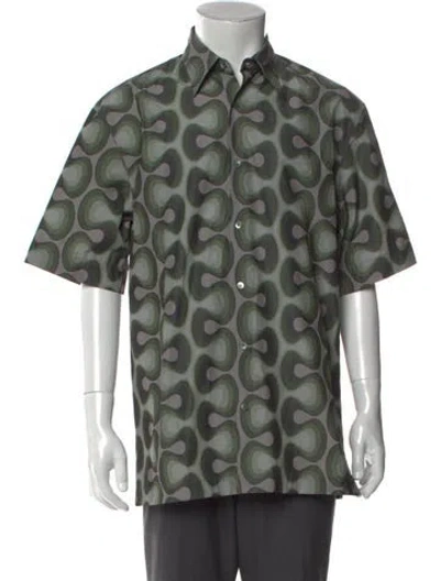 Pre-owned Dries Van Noten Printed Short Sleeve Shirt W/ Tags In Green