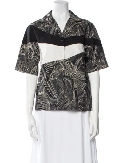 Pre-owned Dries Van Noten Printed Short Sleeve Top In Black