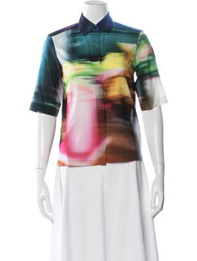 Pre-owned Dries Van Noten Printed Short Sleeve Top In Multi