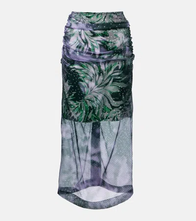 Dries Van Noten Printed Silk-blend Midi Skirt In Multi
