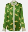 DRIES VAN NOTEN PRINTED SILK-BLEND SATIN SHIRT