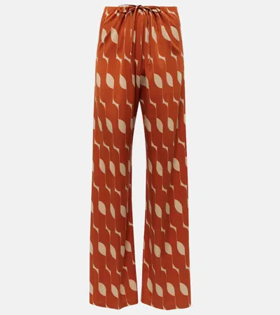 Dries Van Noten Printed Silk-blend Straight Pants In Multi