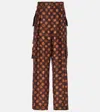 Dries Van Noten Printed Silk Cargo Pants In Brown