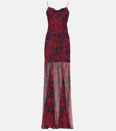 Dries Van Noten Printed Silk Georgette Maxi Dress In Multicoloured