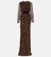 Dries Van Noten Printed Silk Gown In Brown