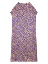 Dries Van Noten Printed Silk Midi Dress In Purple