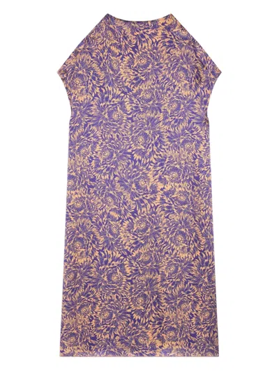 Dries Van Noten Printed Silk Midi Dress In Purple