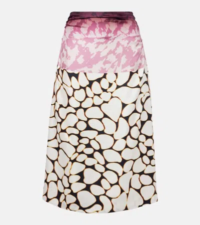 Dries Van Noten Printed Silk Midi Skirt