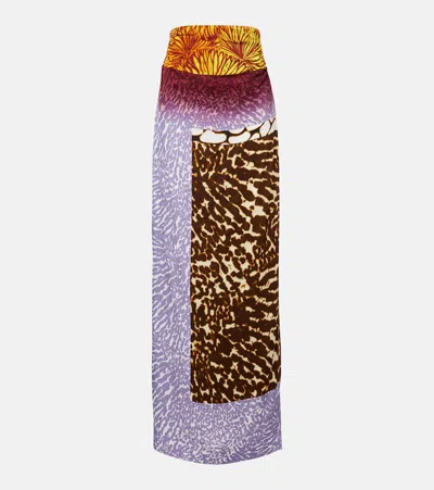 Dries Van Noten Printed Silk Midi Skirt