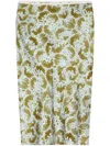 Dries Van Noten Printed Silk Midi Skirt In Green