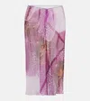 Dries Van Noten Purple Printed Silk Midi Skirt In Pink