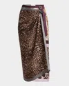 Dries Van Noten Womens Brown Wrap Printed Silk Midi Skirt