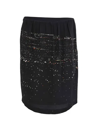 Pre-owned Dries Van Noten Printed Silk Mini Skirt In Black