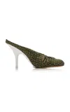 Dries Van Noten Printed Silk Mule Pumps In Green