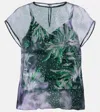 Dries Van Noten Printed Silk Organza Top In Blue
