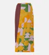 Shop Dries Van Noten Printed Silk Satin Maxi Skirt In Orange